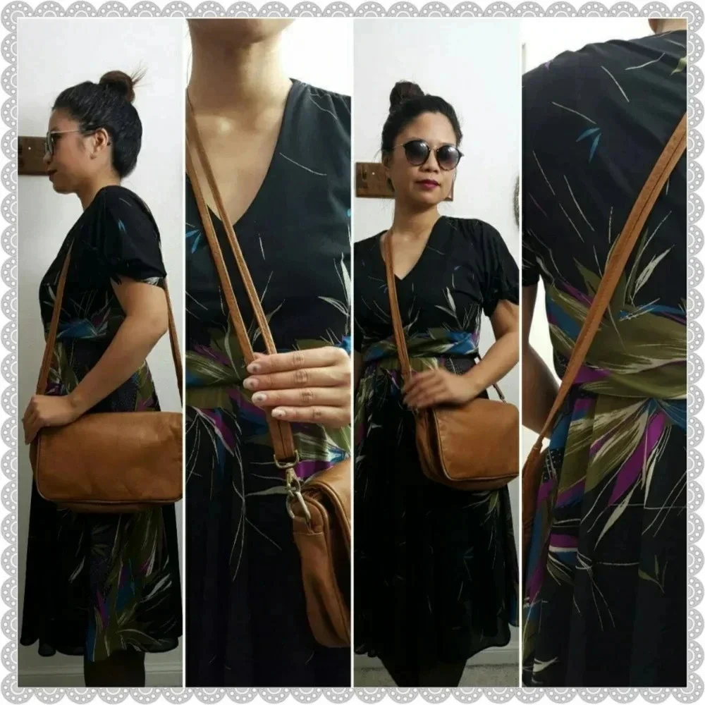 Vintage Distressed Tan Brown Leather Boho Festival Crossbody Bag
